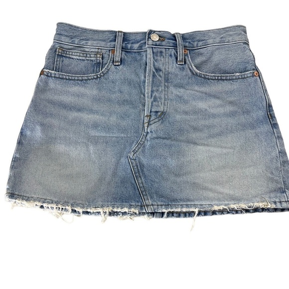 Madewell Dresses & Skirts - Madewell Rigid Denim Relaxed Mini Skirt Northdale Wash Raw Hem A0370 Size 24